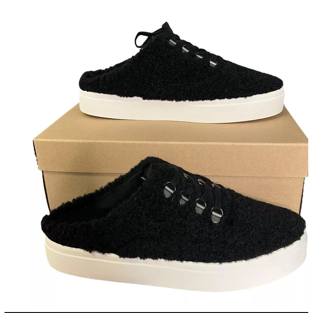 Lucky Brand Tolini Black Faux Shearling‎ Mule Sneakers Size 9.5M